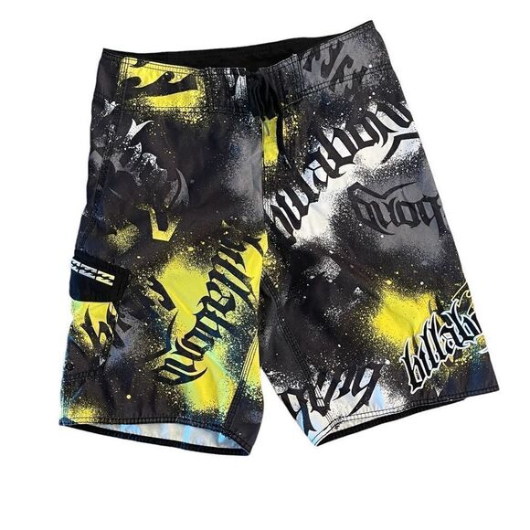 Billabong Mens Boardshorts Printed Mid Length Yellow Black Size 30 - Picture 1 of 7